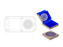 Pizza Box Dieline Template with Mandala Pattern vector