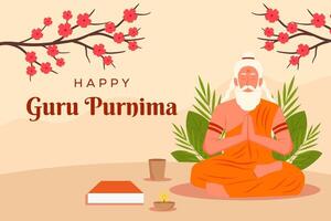 celebrate guru purnima background illustration in flat design vector