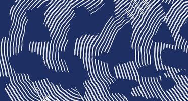 Hand drawn abstract curvy brush lines pattern in white and blue, Japanese and ethnic wood carving, engraving texture background, simple graphic for textile, wrapping paper vector