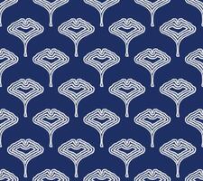 Hand drawn brush lines abstract Gingko leaf seamless pattern, Japanese folk, ethnic wood carving texture background, simple and traditional foliage graphic for textile, carpet, decoration vector