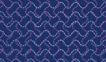 Hand drawn brush lines abstract sashiko stitches waves and water abstract pattern, Japanese folk and ethnic embroidery texture background, simple and traditional graphic for textile, carpet vector