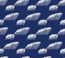 Hand drawn brush lines abstract waves and ripples seamless pattern, Japanese and ethnic wood carving, engraving texture background in white and blue, minimal graphic for carpet, textile, decoration vector