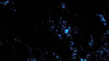 Abstract fractal artwork featuring scattered cyan light clusters on a black background, creating a cosmic or nebula-like effect video