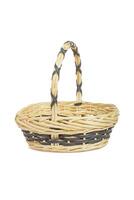 An empty wicker basket isolated on white background. Easter item photo
