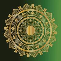 Golden Mandala on Green Gradient Background vector