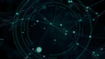 Abstract blue and purple neon light particle tunnel technology background concept on dark background. Digital backdrop effect. video