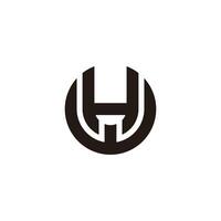 letter wh circle linked geometric logo vector