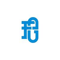 letter fe simple linked blue lines logo vector
