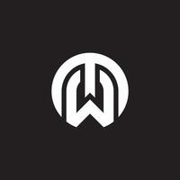 letter mw simple linked lines round logo vector