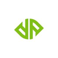 letter dp simple stripes geometric green leaf logo vector