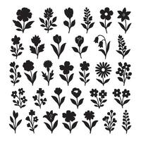 Rustic Wildflower Silhouettes for Creative Use vector