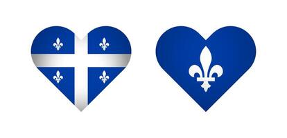 Set of hearts with flag of Quebec elements. vector