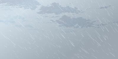 Heavy rain in minimalist coudscape with dusk sky horizontal background graphic illustration have blank space. vector
