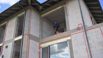 A man standing on the side of a building with a ladder video