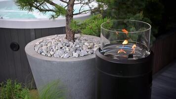 A fire pit with a tree in it video