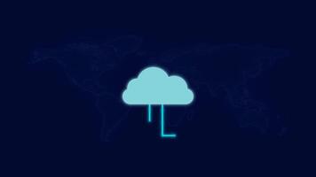 Cloud financial network connection with glowing lines video