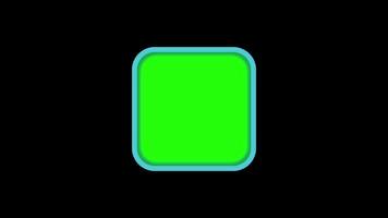 Neon square button glowing on black background video