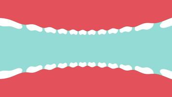 Flat animation of open mouth with white teeth video