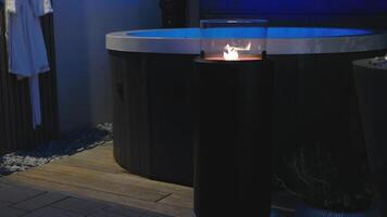 A fire pit in a backyard video