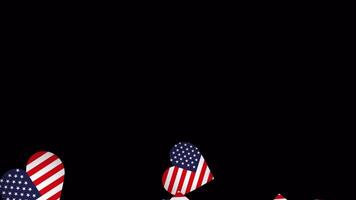 Heart-shaped american flag transition on alpha channel video