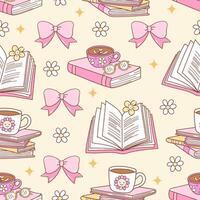 Girly Bookish Seamless Pattern Isolated Hand Drawn Design for Fabric Digital paper vector