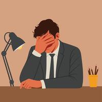 man with a gestures facepalm expression, Disappointed man with palm on face flat illustration vector