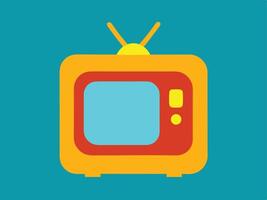 Retro tv illustration colorful design on a turquoise background vector