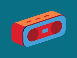 Modern retro portable bluetooth speaker illustration on a teal background vector