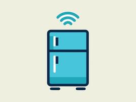 Smart refrigerator connected to wireless network illustrated in modern style vector