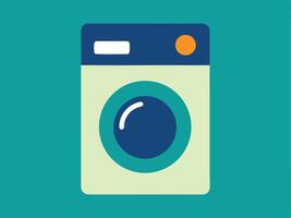 Modern flat style illustration of a washing machine on teal background vector