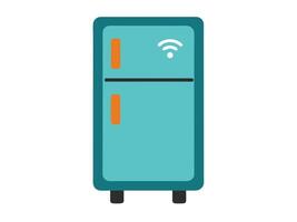 Simple illustration of a modern smart refrigerator with wifi connection vector