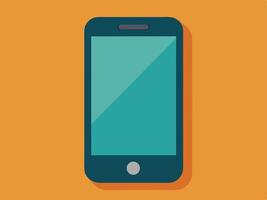 Modern smartphone illustration on orange background with turquoise screen vector