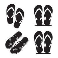 Four styles of black flip flop icons vector