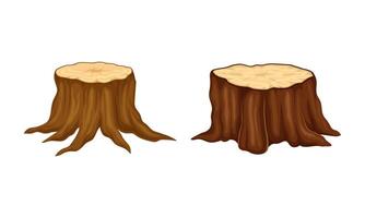 Tree stumps set. Nature objects cartoon illustration vector