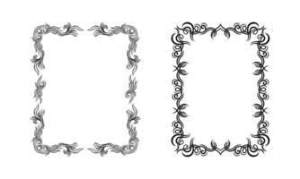 Elegant vintage frames set. Filigree black ink borders of rectangular shape illustration vector