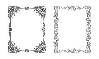 Elegant vintage decorative frames set. Filigree black ink borders of rectangular shape illustration vector