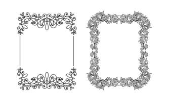 Elegant calligraphic frames set. Filigree vintage black decor borders of rectangular shape illustration vector