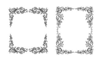 Elegant decorative frames set. Filigree vintage black borders of rectangular shape illustration vector