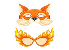 Carnival or party face mask and glasses set cartoon illustration vector