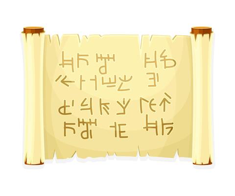 Ancient egyptian papyrus with hieroglyphs. Egypt scroll document illustration