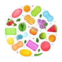 Handmade colorful organic soaps seamless pattern of round shape illustration vector