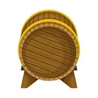Wooden barrel on stand. Front view of ask for storing drinks illustration vector