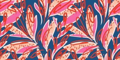 Vivid seamless pattern with abstract swirling shapes. hand drawn. Unique organic shapes, flowing lines, and dynamic composition print. Contemporary design for fabric, wrapping paper vector