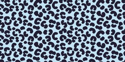 Plain seamless leopard print pattern with black spots, organic shapes on a light blue background. Bold, modern, trendy design for textiles, fashion, digital wallpapers, creative branding projects vector
