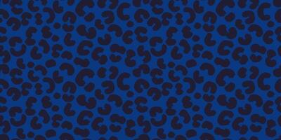 Plain seamless leopard print pattern with black spots, organic shapes on a navy blue background. Bold, modern, trendy design for textiles, fashion, digital wallpapers, creative branding projects. vector