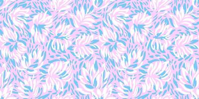 Bright seamless pattern featuring dynamic abstract floral shapes in pink and blue tones. Perfect for print design textiles, wrapping paper, wallpapers, and contemporary decorative projects vector