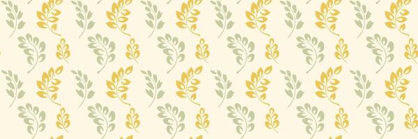 Seamless pattern with elegant leafy branches on a light background. Modern minimalist botanical plain design, ideas for textiles, wallpapers, packaging, invitations, and stylish decorative vector
