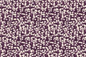 Seamless pattern of light floral branches on a deep violet background. Elegant and romantic design ideal for textiles, wallpapers, packaging, and botanical themed projects vector