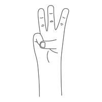 The national symbol of the trident, the coat of arms of Ukraine, 3 fingers, a outline man's hand vector