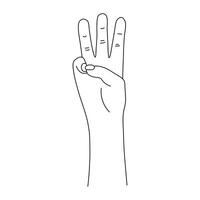 The national symbol of the trident, the coat of arms of Ukraine, 3 fingers, a outline woman's hand vector